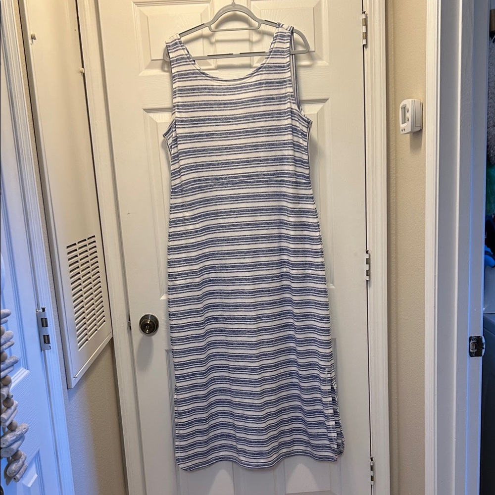 Talbots Blue and White Striped Maxi Dress